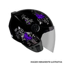 CAPACETE SPARK JET BORBOLETA PRETO & ROXO EBF