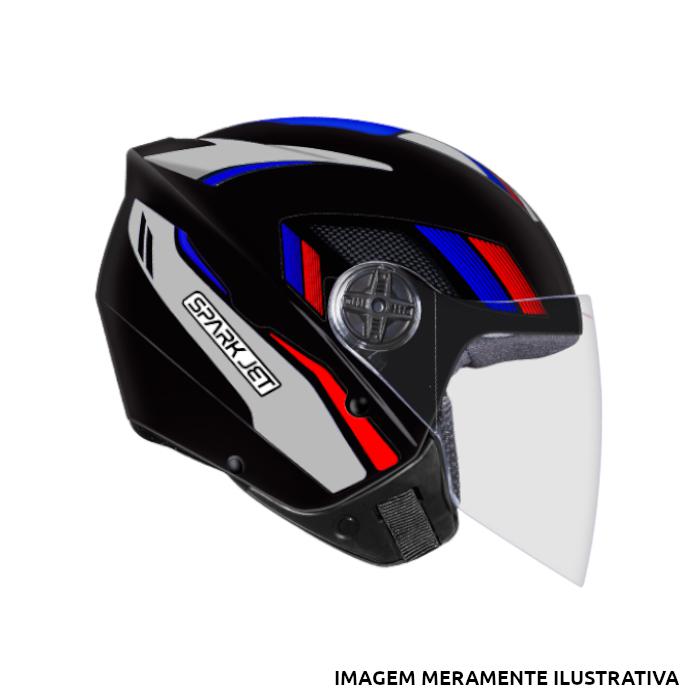 CAPACETE SPARK JET STING PRETO & PRATA EBF