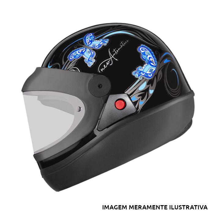 CAPACETE AUTOMATICO BORBOLETA PRETO & AZUL EBF