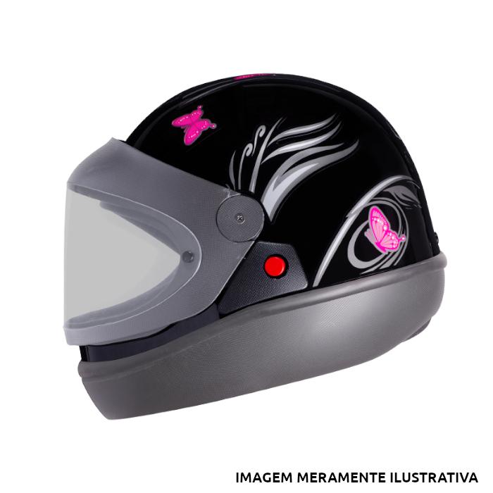 CAPACETE AUTOMATICO BORBOLETA PRETO & ROSA EBF