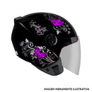 CAPACETE SPARK JET BORBOLETA PRETO & ROSA EBF