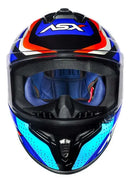 CAPACETE DRAKEN COUGAR PRETO, AZUL & VERMELHO BRILHO ASX