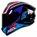 CAPACETE DRAKEN COUGAR PRETO, AZUL & VERMELHO BRILHO ASX